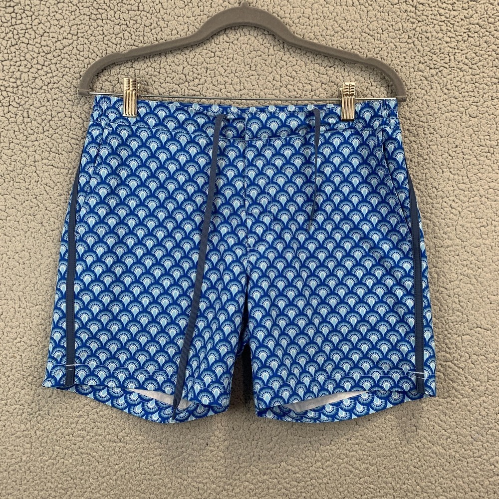 Fair Harbor Swim Trunks Men 30 Sextant Lined Board Shorts Geometric Drawstring